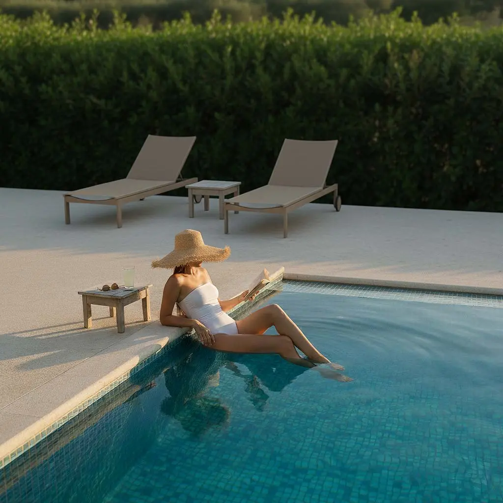 The woman on the pool